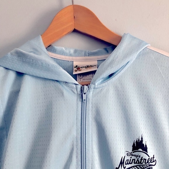 Disney Parks World 2 Piece Main Street Hood Full Zip Track Suit Pale Blue L - Picture 3 of 14